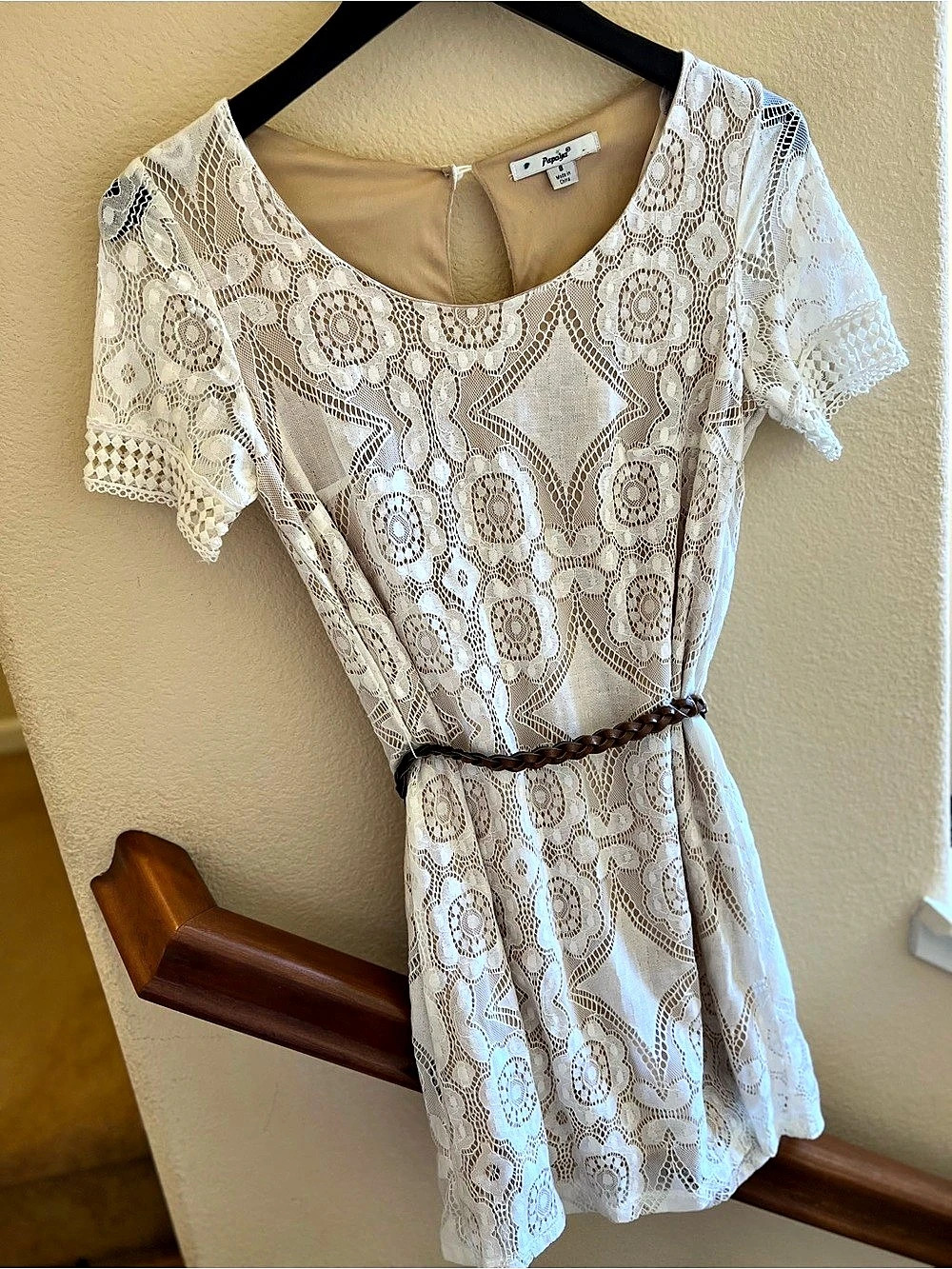 Cottagecore Belted Floral Lace Mini Dress Size Small Like New